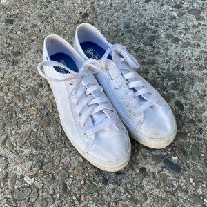 Keds Triple Up Flatform Sneaker, white, size 8, gently used